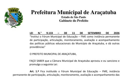 Araçatuba cria Fórum Municipal de Educação