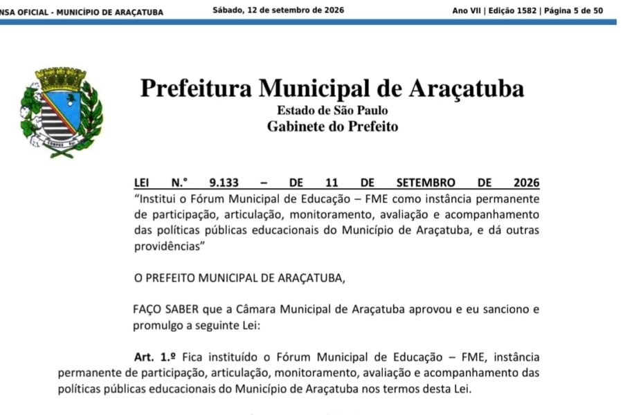 Araçatuba cria Fórum Municipal de Educação