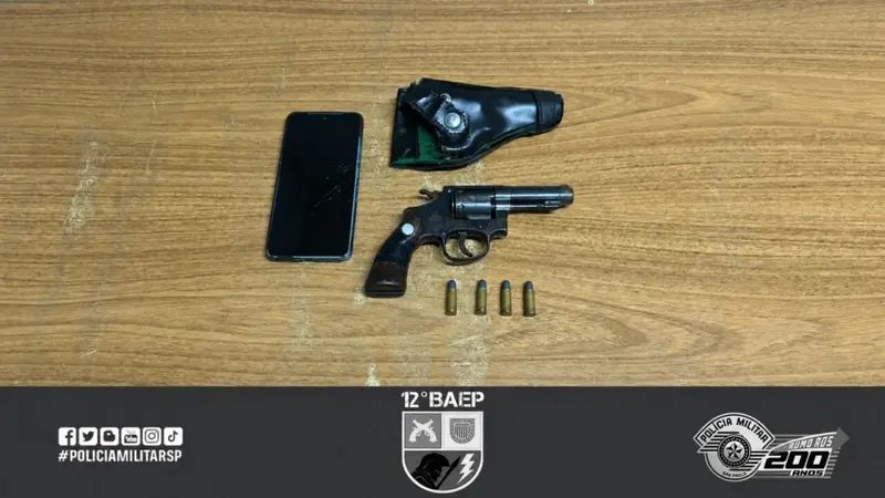 Homem é preso com revólver e revela ameaças em Araçatuba